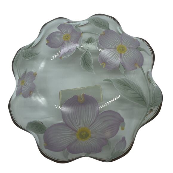 Vintage Lefton Designer Collection Candy Dish Plate Pink Dogwoods Scalloped - Picture 3 of 4